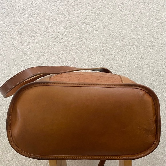 Vintage BRAHMIN Brown Embossed Croc Leather Medium Tote Shoulder Bag - Picture 8 of 16